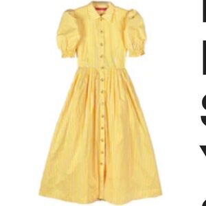 BURU x TSCS Puff Sleeve Shirtdress - Yellow & White Stripe